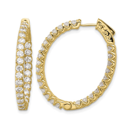 14K 3.1 carat Diamond In/Out Oval Hoop w/Safety Clasp Earrings