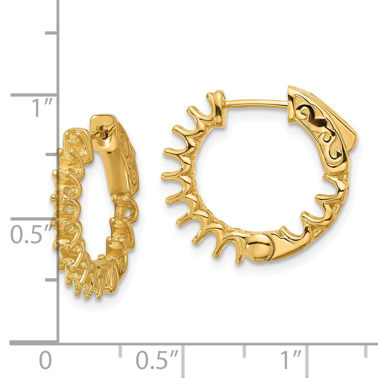 14K 1.2ct  (Holds 24-2.3mm Round) In/Out Hoop w/Safety Clasp Earring Mountings