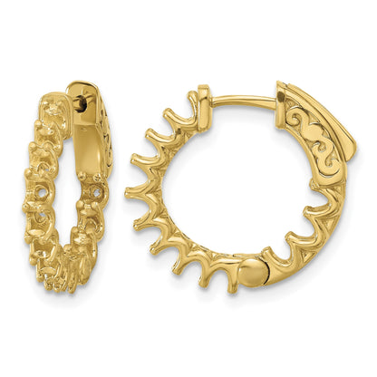 14K 1.41ct (Holds 24-2.5mm Round) In/Out Hoop w/Safety Clasp Earring Mountings