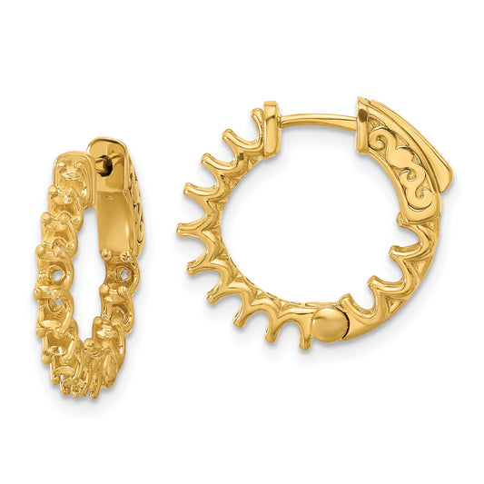14K 1.41ct (Holds 24-2.5mm Round) In/Out Hoop w/Safety Clasp Earring Mountings