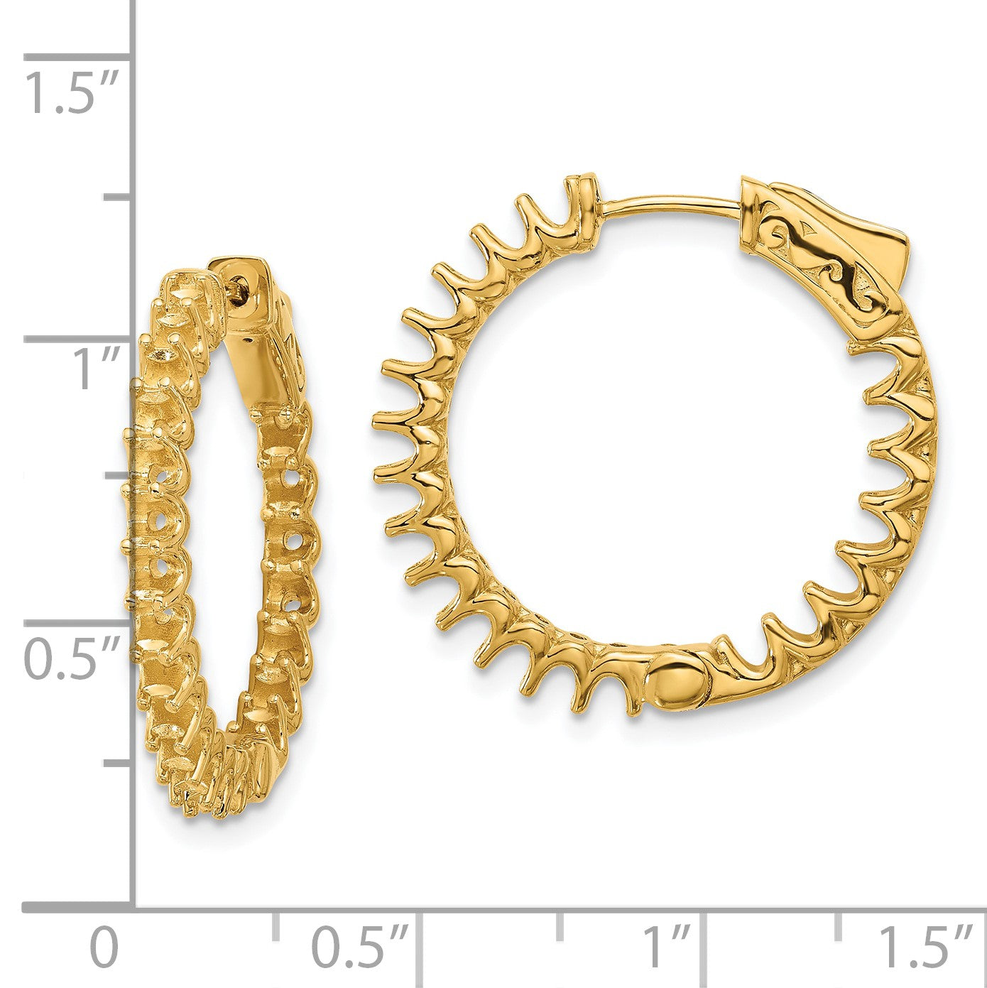 14K 2.1ct  (Holds 42-2.3mm Round) In/Out Hoop w/Safety Clasp Earring Mountings
