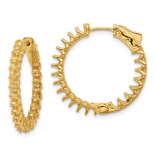 14K 2.1ct  (Holds 42-2.3mm Round) In/Out Hoop w/Safety Clasp Earring Mountings