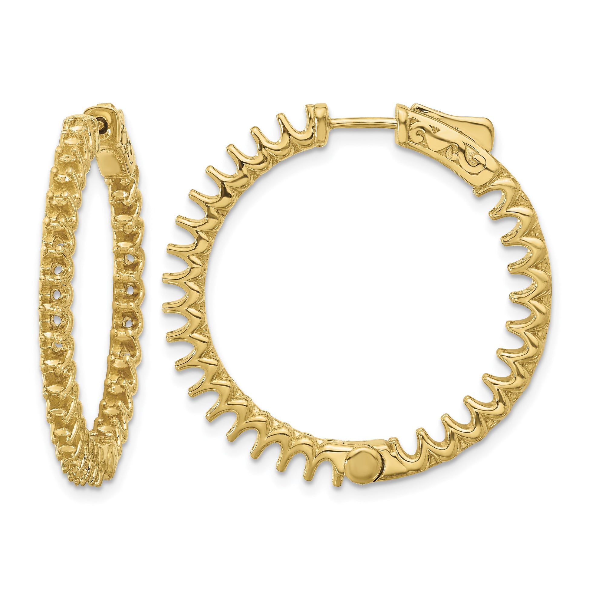 14K 2.9ct  (Holds 58-2.3mm Round) In/Out Hoop w/Safety Clasp Earring Mountings