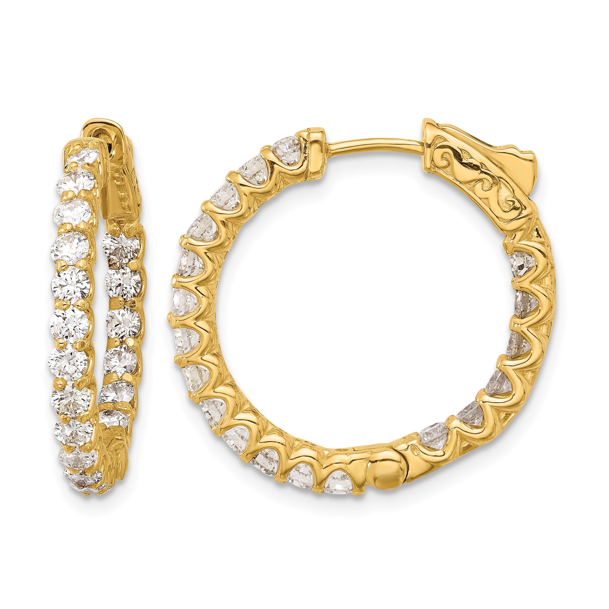 14K 1.55ct (Holds 38-2.2mm Round) In/Out Hoop w/Safety Clasp Mountings