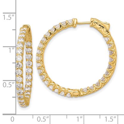 14K 3.2ct  54-2.5mm In/Out  Hoop w/ Safety Clasp Diamond Earrings