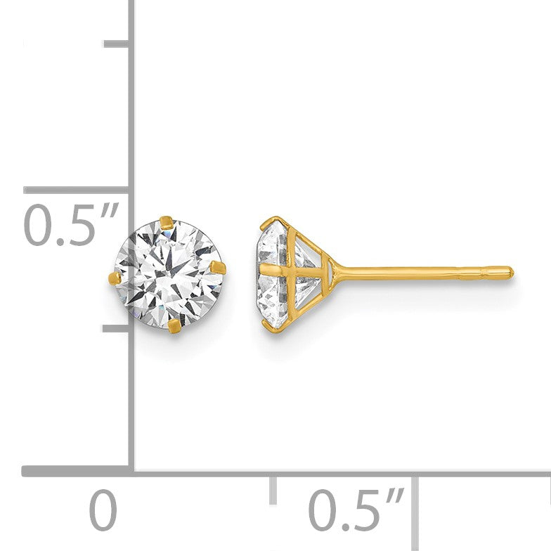 14k Polished 5.00mm Round CZ Stud Post Earrings