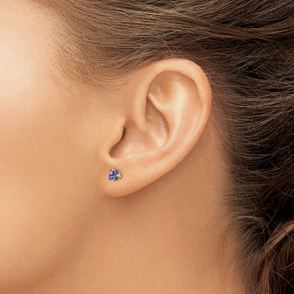 14k 4mm Princess Tanzanite Post Earrings