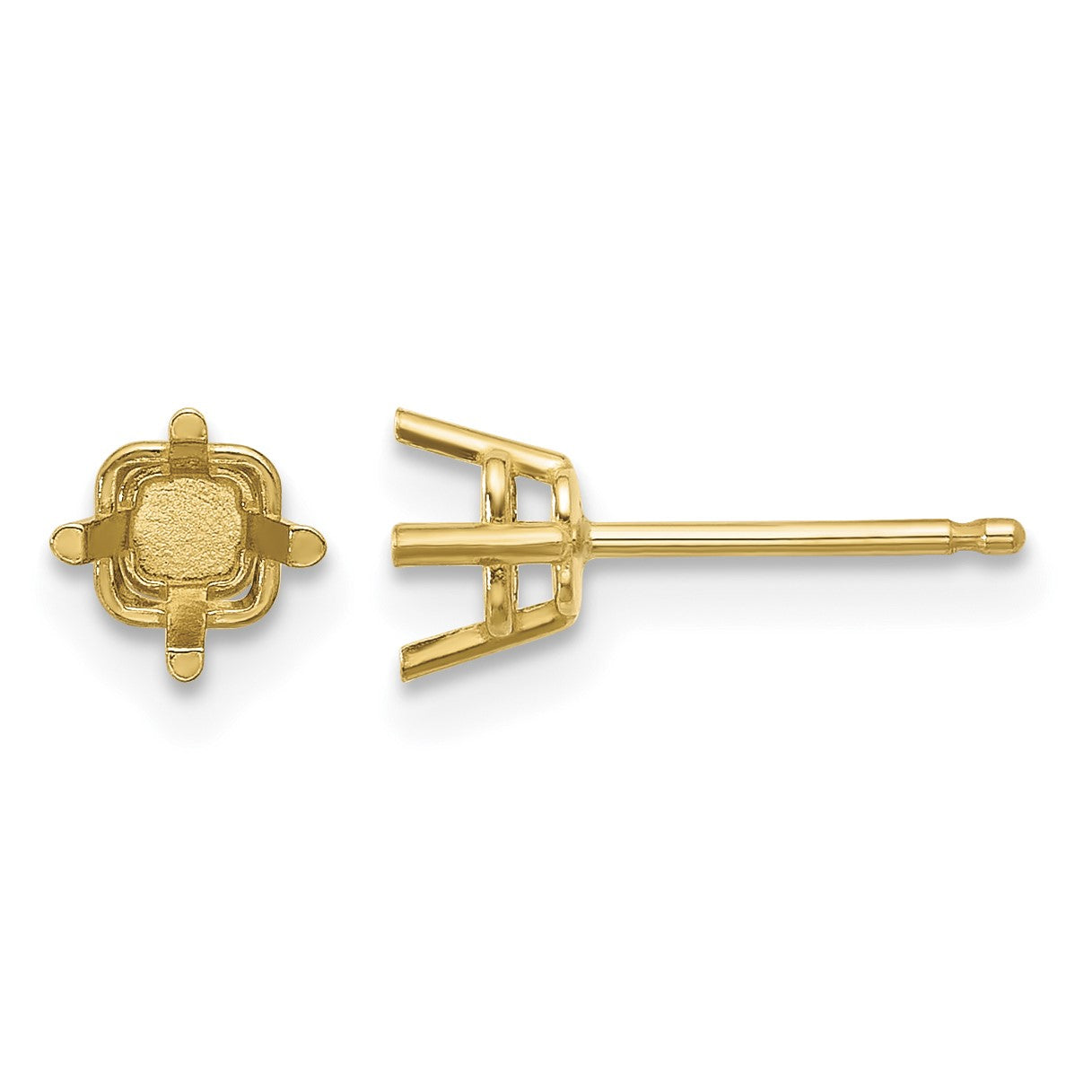 14k 4mm Square Post Earring Mountings