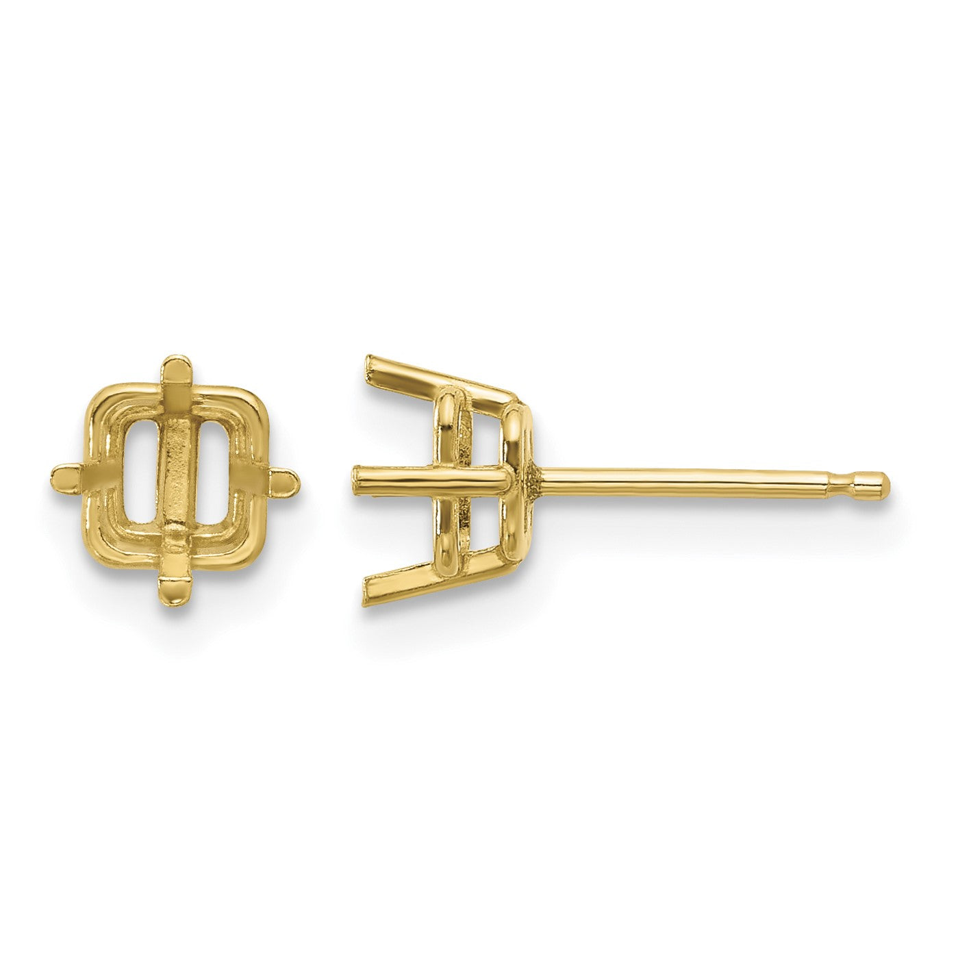 14k 5mm Square Post Earring Mountings