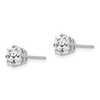 14k White Gold 5mm Princess-cut Cubic Zirconia Post Earrings