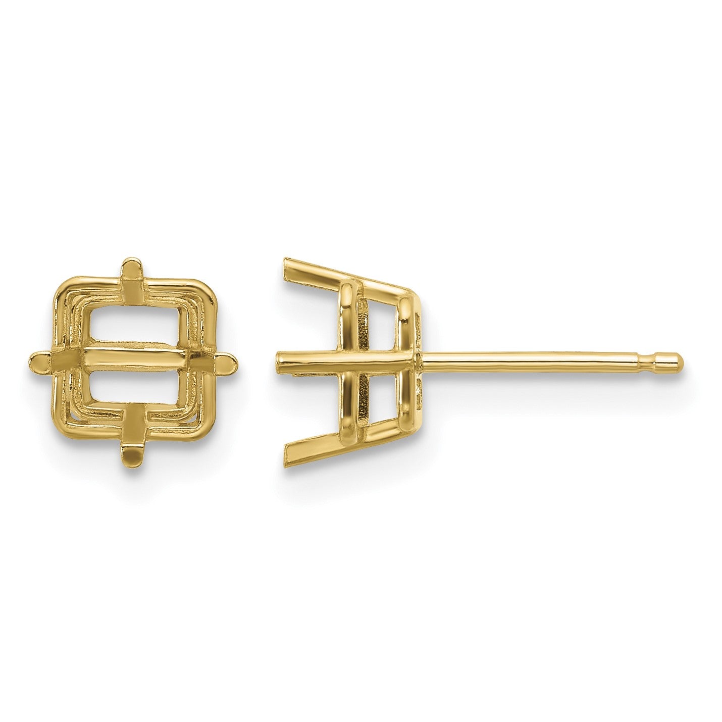 14k 6mm Square Post Earring Mountings