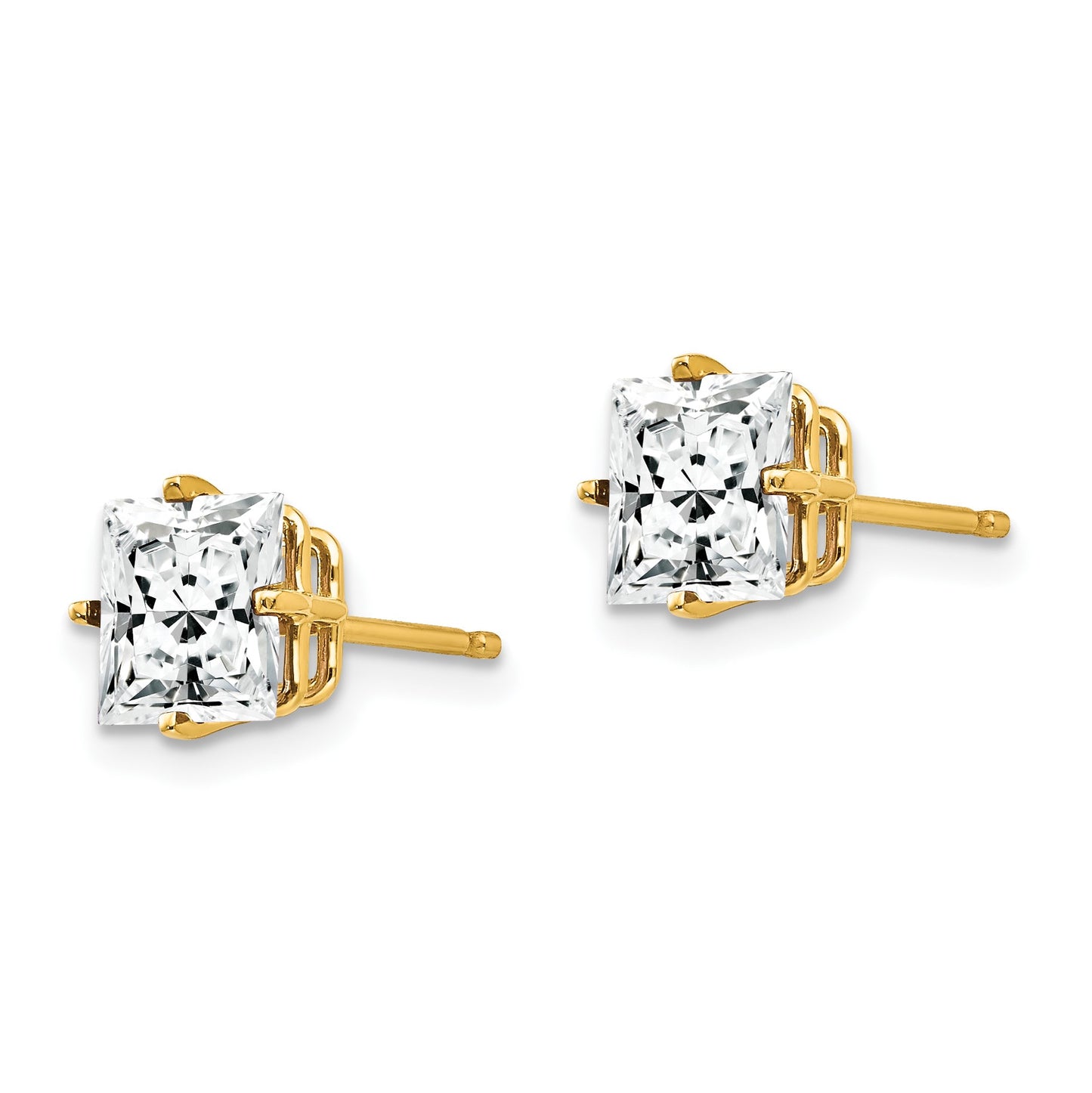 14k 6mm Princess-cut Cubic Zirconia Post Earrings