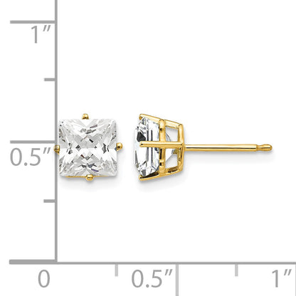 14k 6mm Princess-cut Cubic Zirconia Post Earrings
