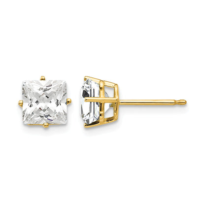 14k 6mm Princess-cut Cubic Zirconia Post Earrings