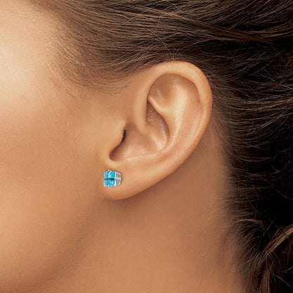 14k White Gold 6mm Square Post Earring Mountings
