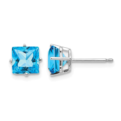 14k White Gold 6mm Square Post Earring Mountings