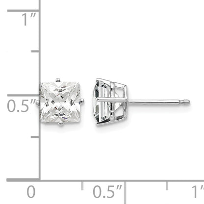 14k White Gold 6mm Princess-cut Cubic Zirconia Post Earrings