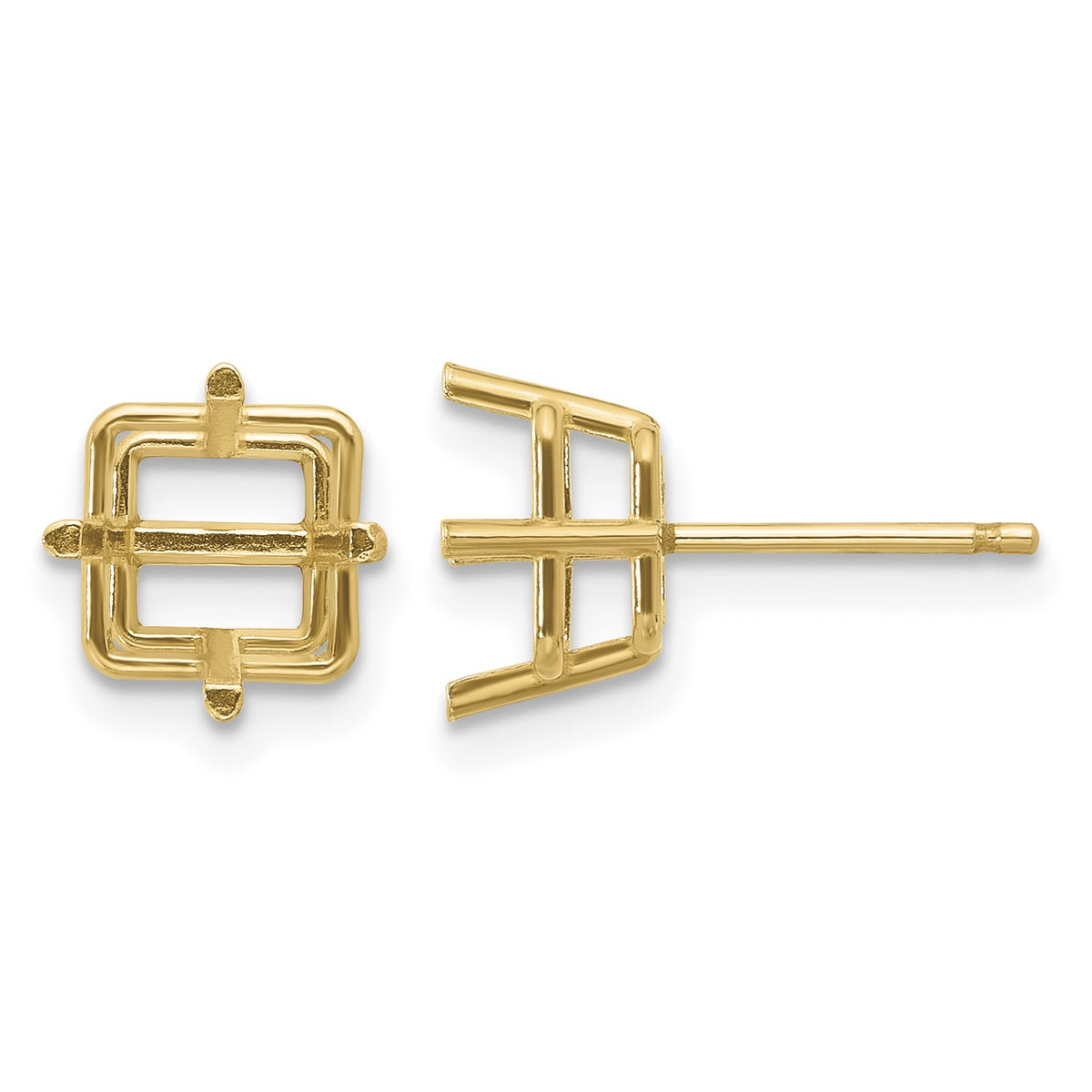 14k 7mm Square Post Earring Mountings