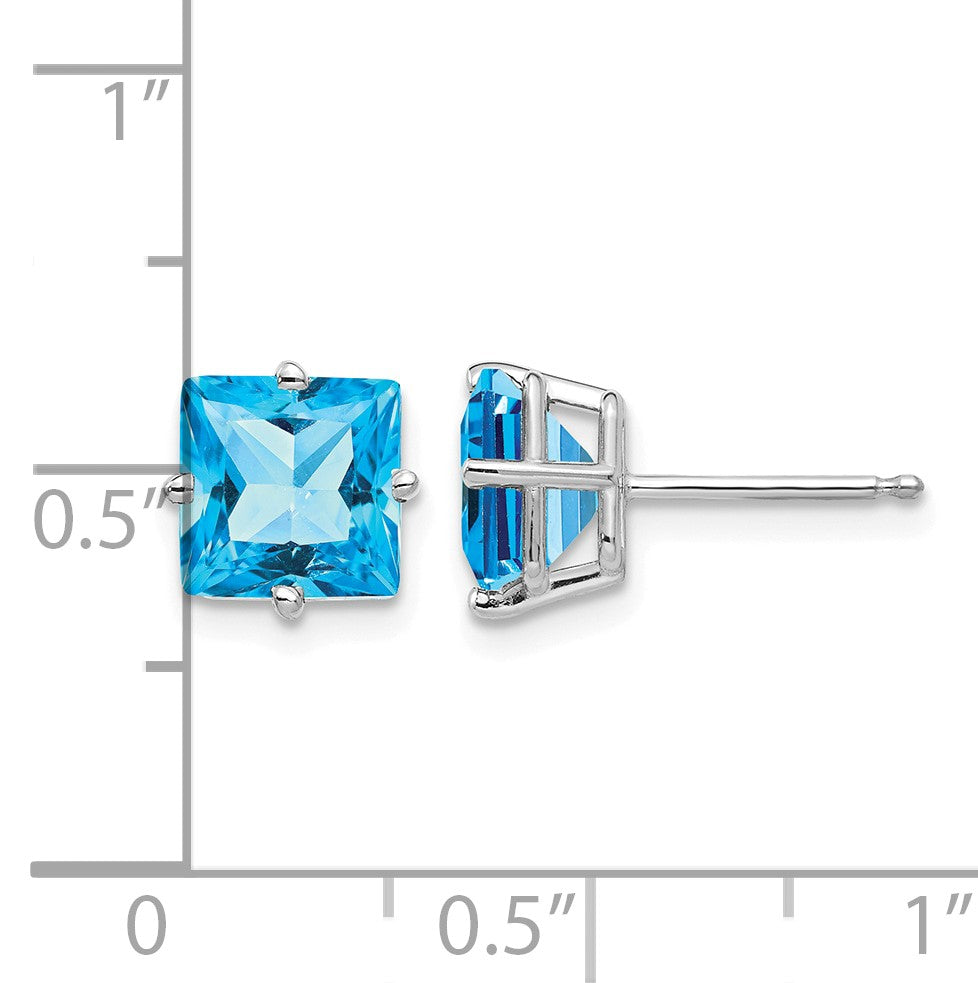 14k White Gold 7mm Square Post Earring Mountings