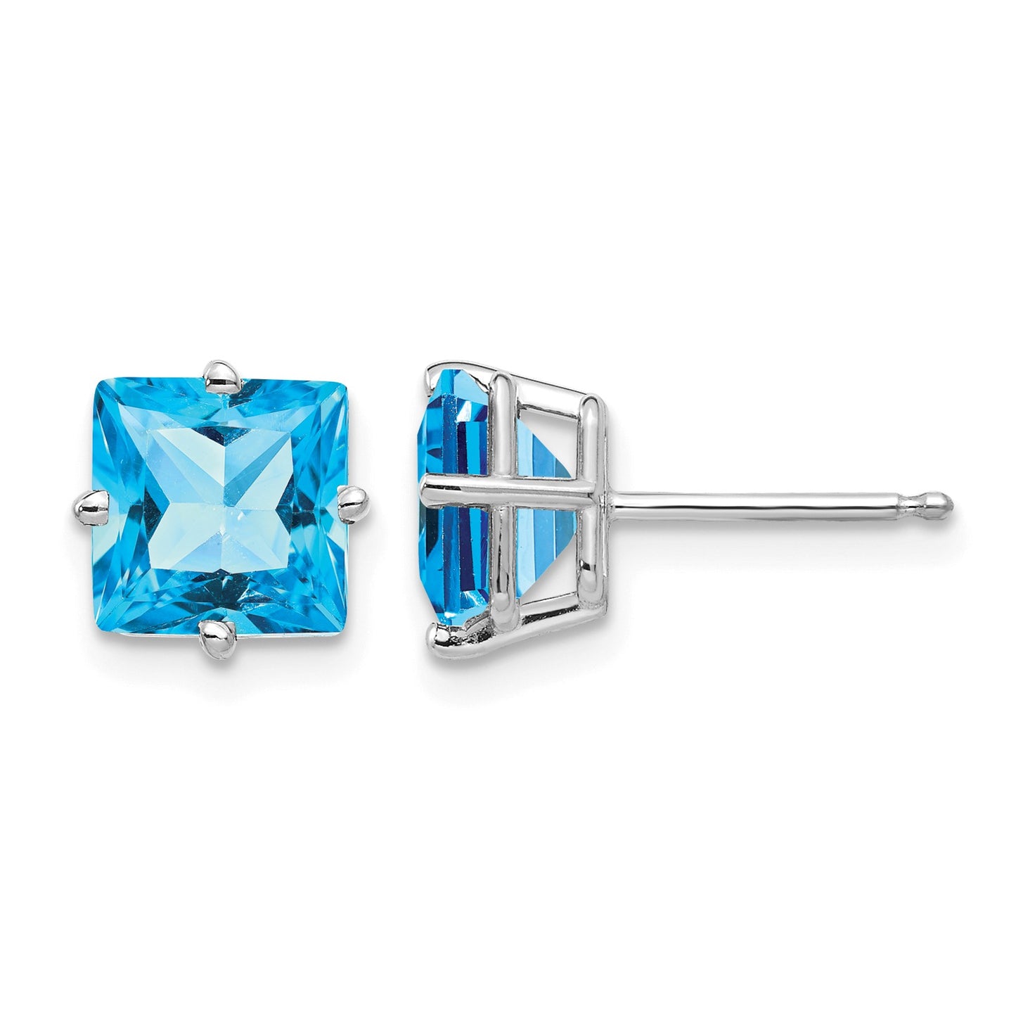 14k White Gold 7mm Square Post Earring Mountings