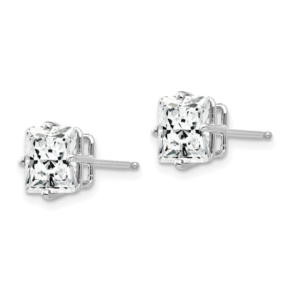 14k White Gold 7mm Cubic Zirconia Post Earrings