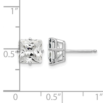 14k White Gold 7mm Cubic Zirconia Post Earrings