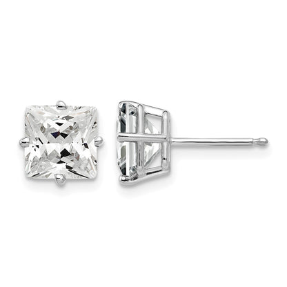 14k White Gold 7mm Cubic Zirconia Post Earrings