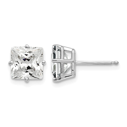 14k White Gold 7mm Cubic Zirconia Post Earrings