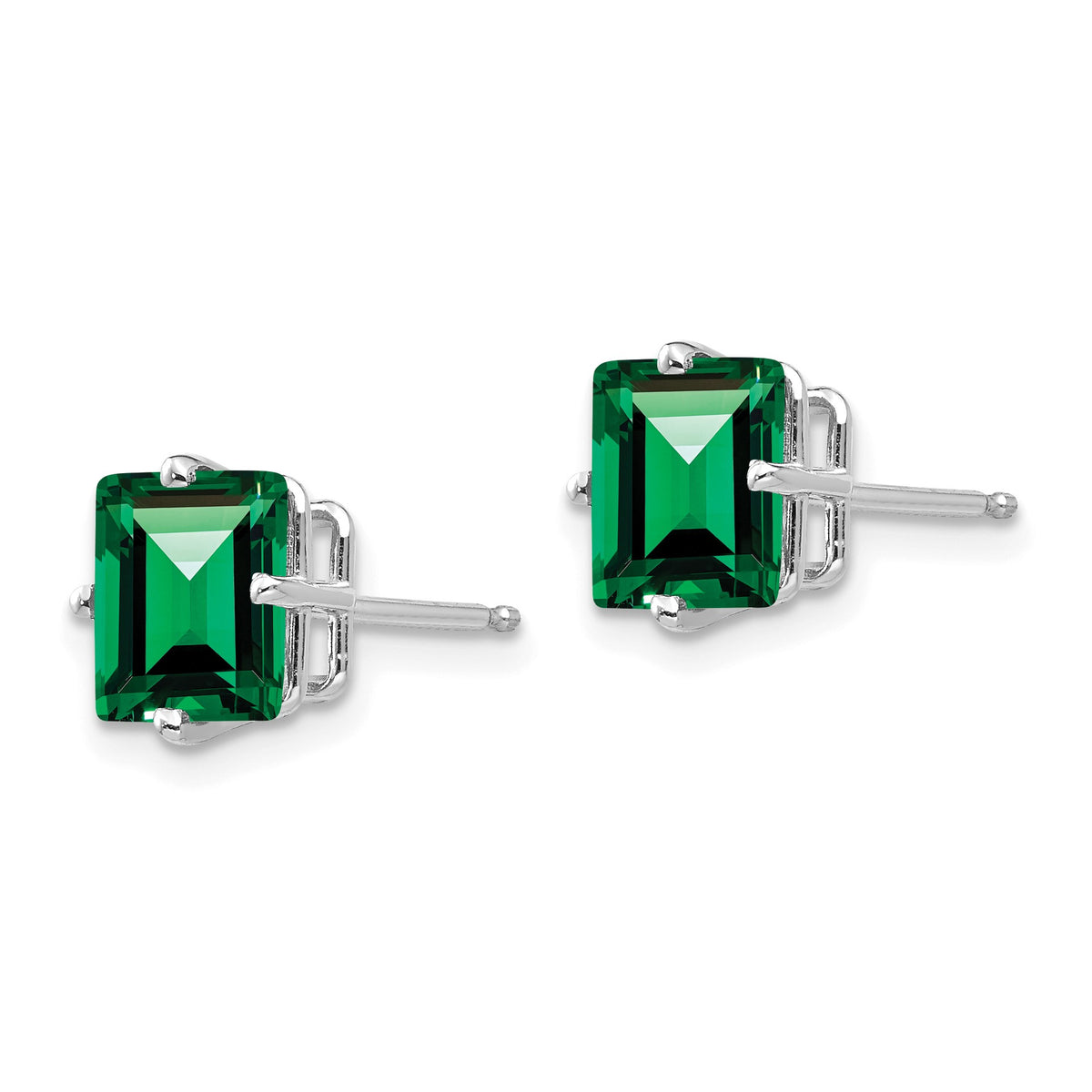 14k White Gold 7mm Princess-cut Mount St. Helens Post Earrings