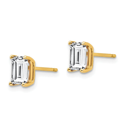 14k 6x4mm Octagon Radiant-cut Cubic Zirconia Post Earrings