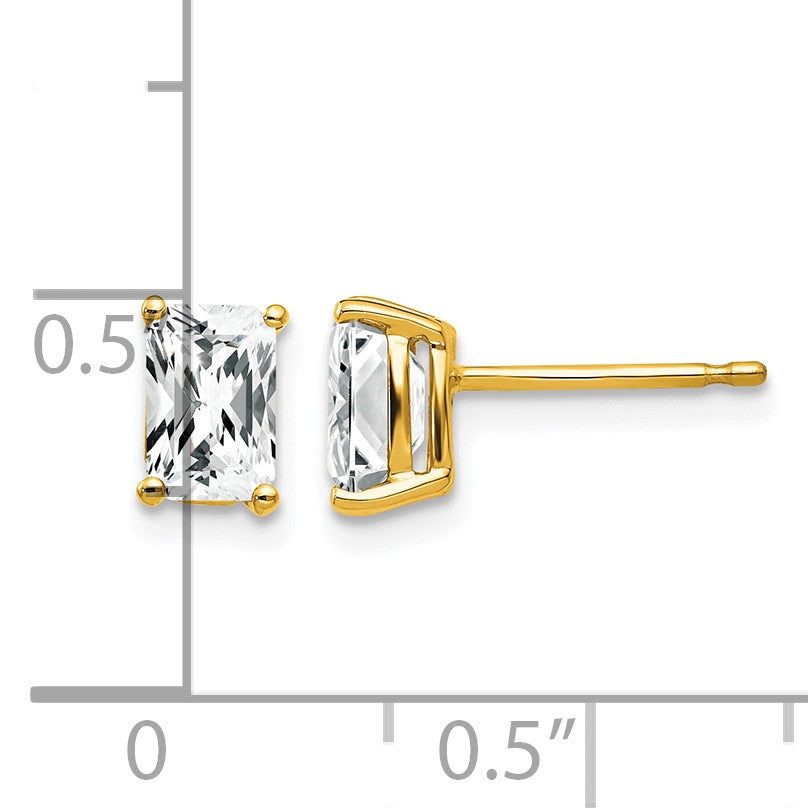 14k 6x4mm Octagon Radiant-cut Cubic Zirconia Post Earrings