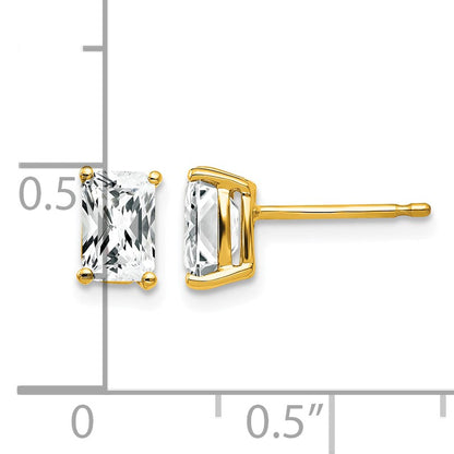 14k 6x4mm Octagon Radiant-cut Cubic Zirconia Post Earrings