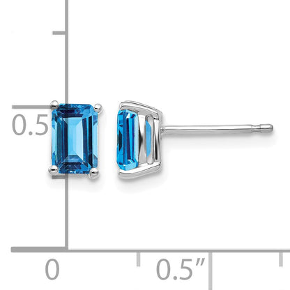 14k White Gold 6x4mm Emerald-cut Post Earring Mountings