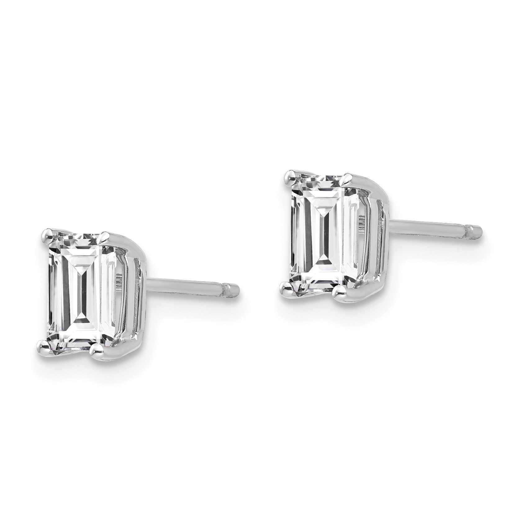 14k White Gold 6x4mm Octagon Radiant-Cut Cubic Zirconia Post Earrings