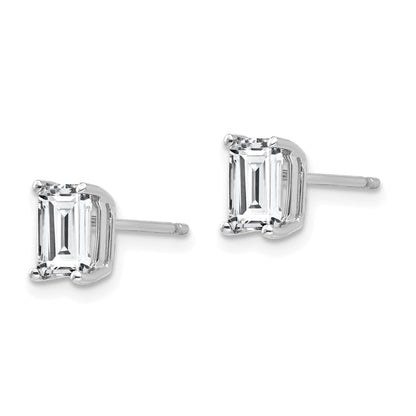 14k White Gold 6x4mm Octagon Radiant-Cut Cubic Zirconia Post Earrings