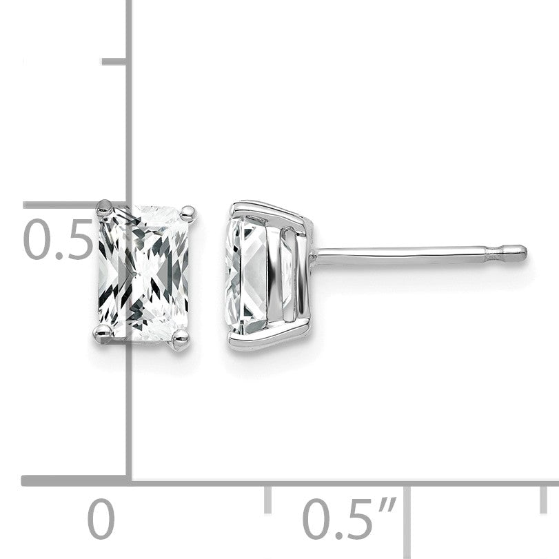14k White Gold 6x4mm Octagon Radiant-Cut Cubic Zirconia Post Earrings