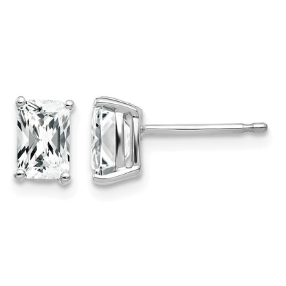 14k White Gold 6x4mm Octagon Radiant-Cut Cubic Zirconia Post Earrings