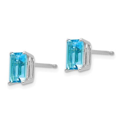 14k White Gold 7x5mm Emerald Post Earring Mountings