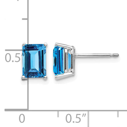 14k White Gold 7x5mm Emerald Post Earring Mountings
