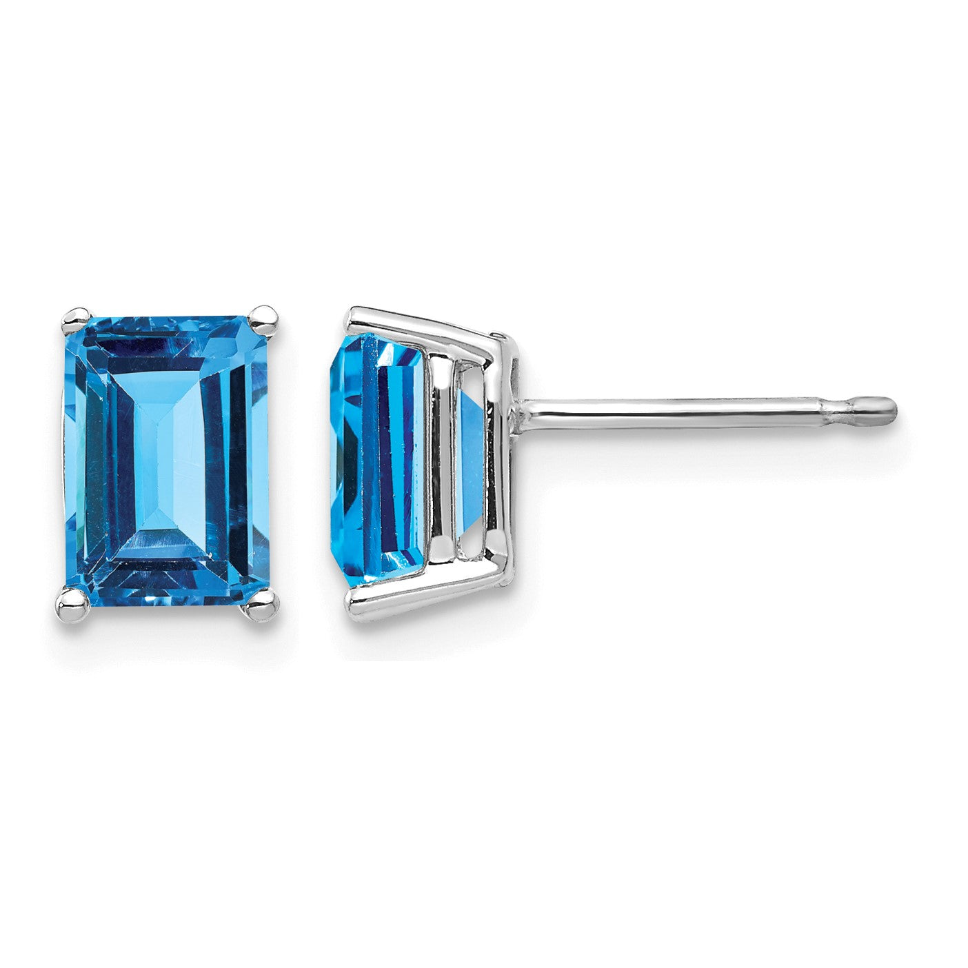 14k White Gold 7x5mm Emerald Post Earring Mountings