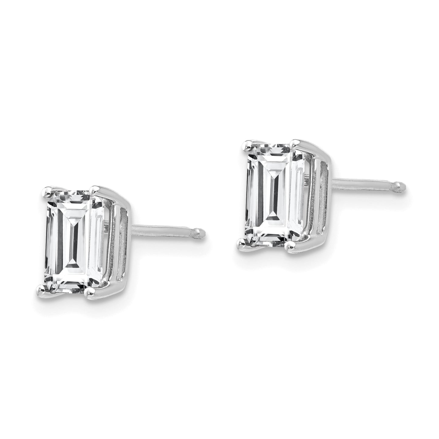14k White Gold 7x5mm Octagon Radiant-Cut Cubic Zirconia Post Earrings