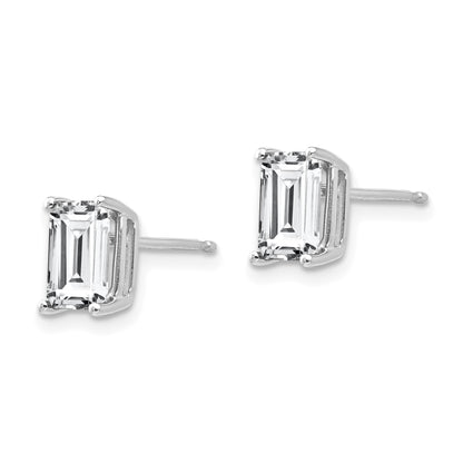 14k White Gold 7x5mm Octagon Radiant-Cut Cubic Zirconia Post Earrings