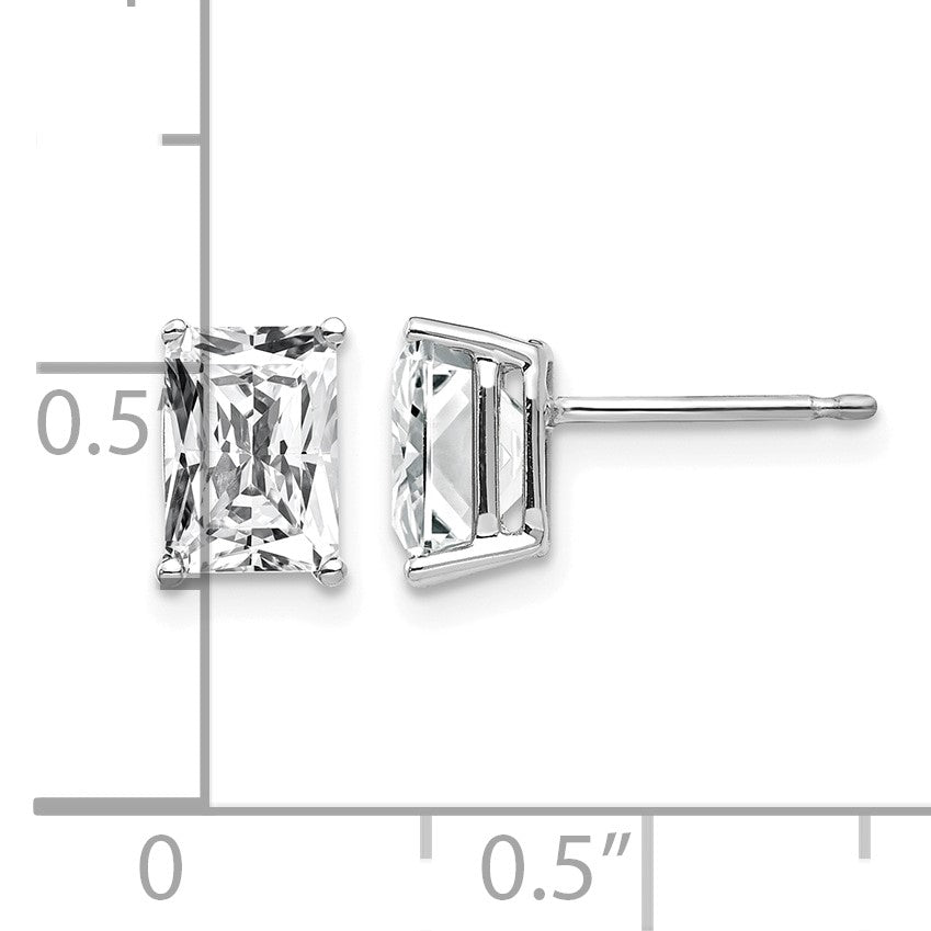 14k White Gold 7x5mm Octagon Radiant-Cut Cubic Zirconia Post Earrings