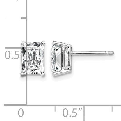 14k White Gold 7x5mm Octagon Radiant-Cut Cubic Zirconia Post Earrings