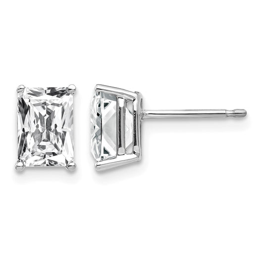 14k White Gold 7x5mm Octagon Radiant-Cut Cubic Zirconia Post Earrings