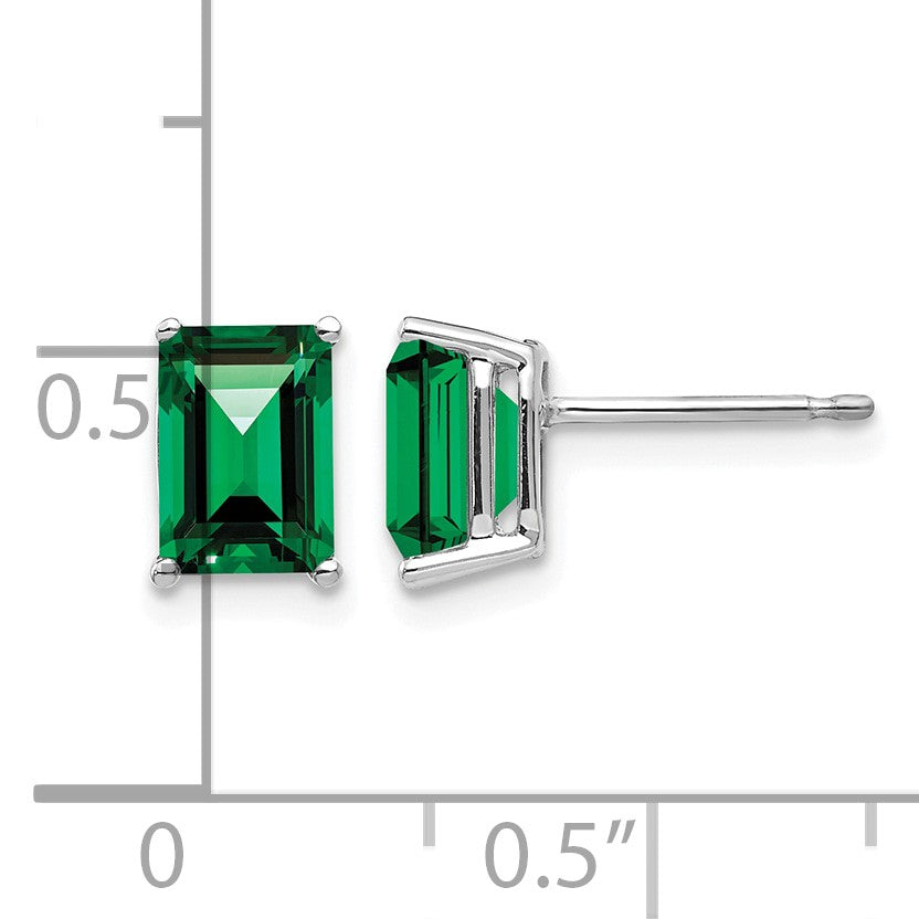 14k White Gold 7x5mm Emerald-Cut Mount St. Helens Post Earrings