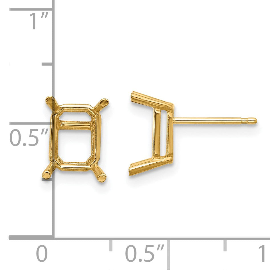 14k 8x6 Emerald Post Earring Mountings
