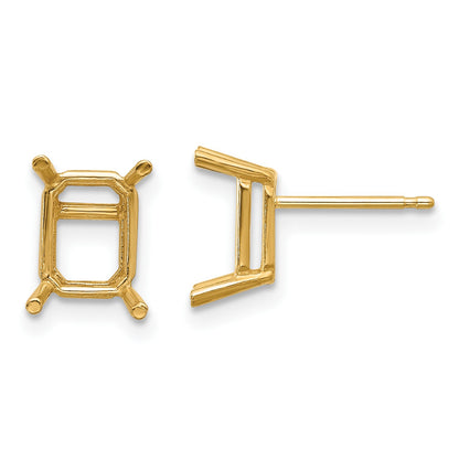 14k 8x6 Emerald Post Earring Mountings