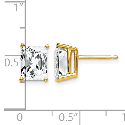 14k 8x6mm Octagon Radiant-Cut Cubic Zirconia Post Earrings