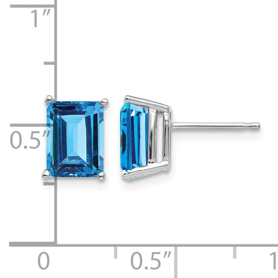 14k White Gold 8x6mm Emerald Post Earring Mountings